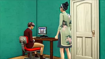 play Maman surprend à nouveau son fils en train de se masturber dans sa chambre en train de regarder un film porno devant l'ordinateur et elle a décidé de l'aider en ayant des relations sexuelles avec lui - mère et fils asiatiques